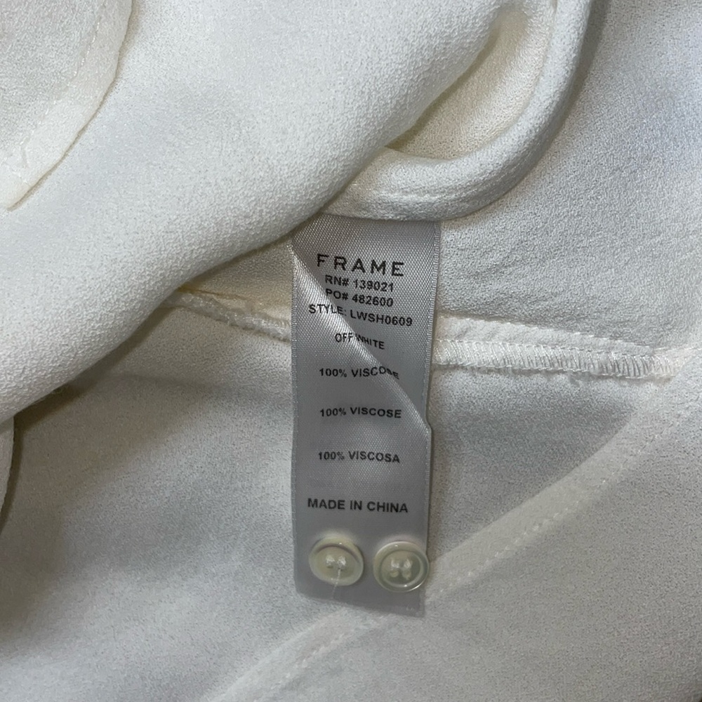 Frame Flutter Ruffled Tie Front Button Back Top I… - image 7